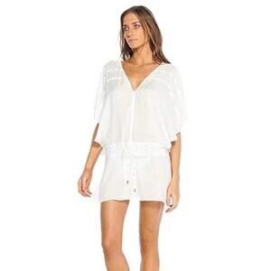 Vix Paula Hermanny Women’s Pleated Swimsuit Coverup in White Size Large